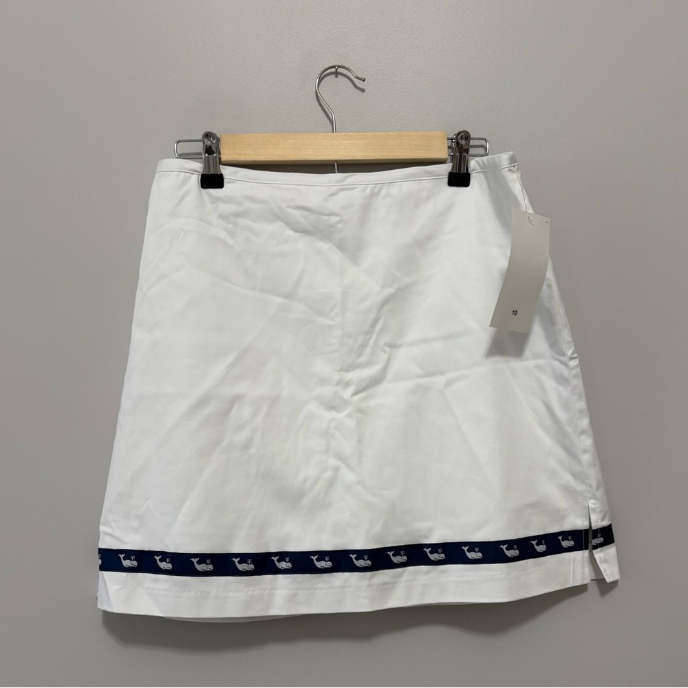 Bamboo Traders White Skirt with Preppy Navy Nautical Whale Accents - Picture 2 of 5
